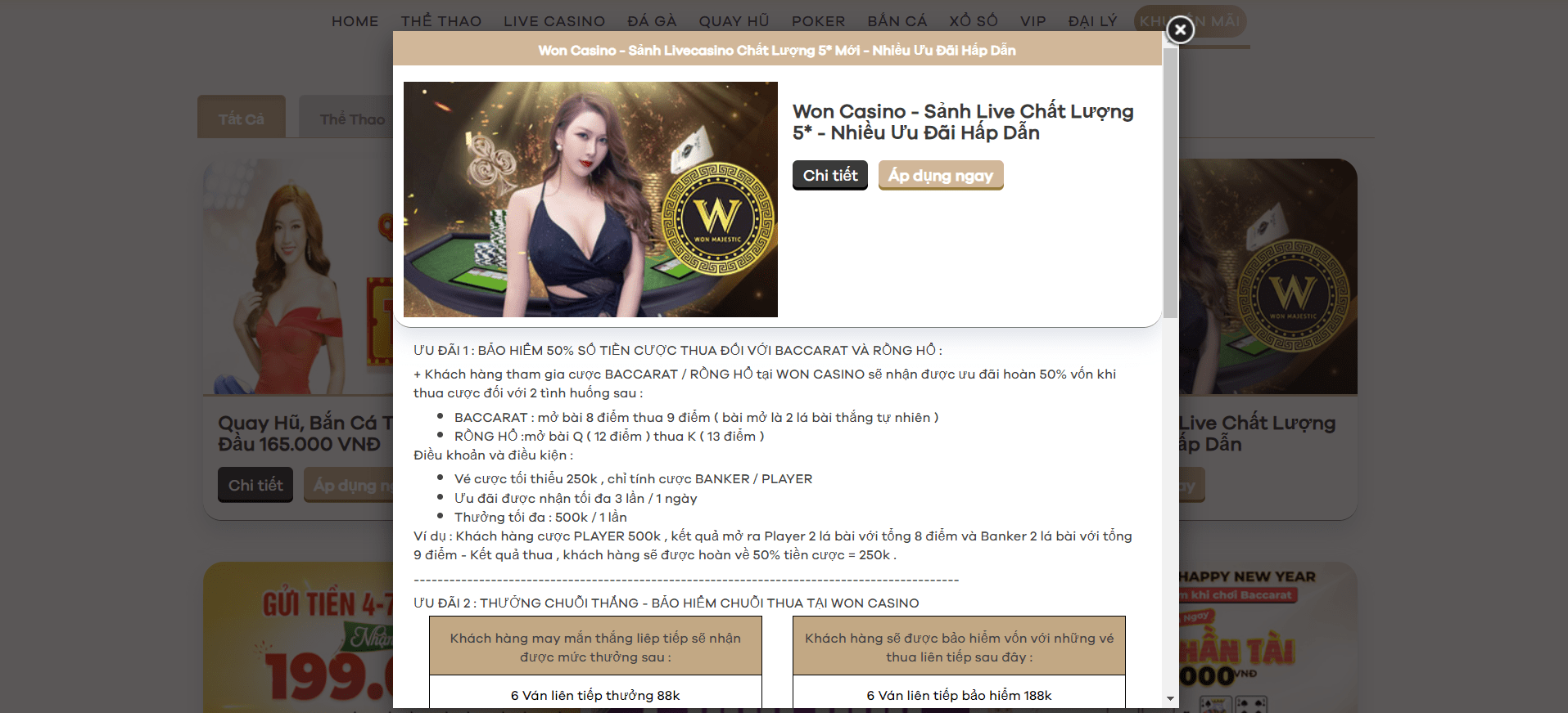 Vô số ưu đãi hấp dẫn Won Casino